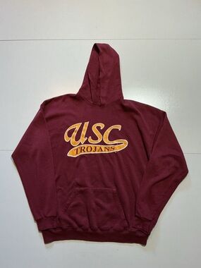Vintage 90s USC Trojans Football Graphic Fleece Pullover Sweatshirt Hoodie